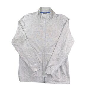 Saks Fifth Avenue Sweater Mens Large Gray Full Zip Lightweight Jacket Casual